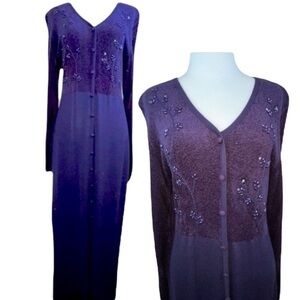 Carole Little Wool Blend Maxi Sweater Dress Plum LP